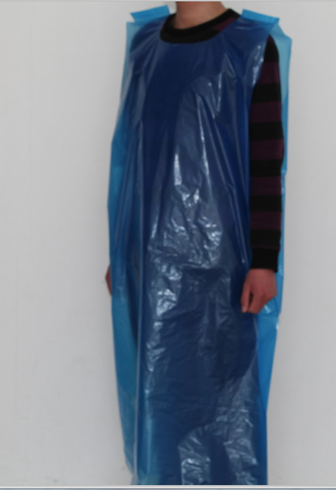Blue Disposable PE Smock Throw Away Aprons Food Safe Fluid Resistant Eco Friendly