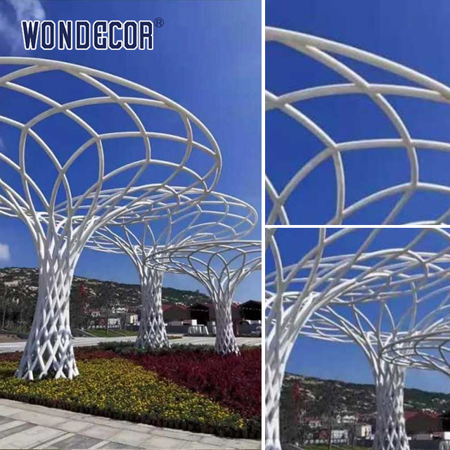 Large Stainless Steel White Wire Metal Tree Sculpture