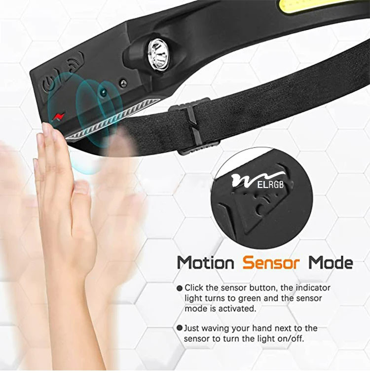 USB Motion Sensor Head Torch Outdoor Working Light 10000 Hours Lifespan