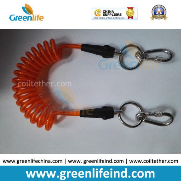 Transparent Orange Plastic Core Detachable Elastic Coil Cord w/Stainless Steel