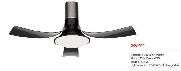 Stylish 48 Inch Remote Dimming LED DC Fan Reversible Ceiling Fan Timer Air