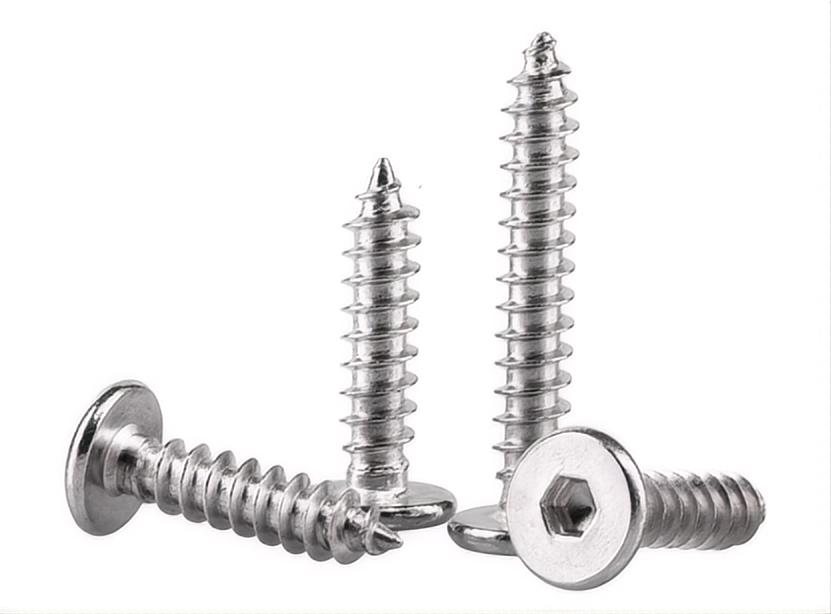 Black Round Head Self-Tapping Screw with Hex Socket Drive Metric Stainless Steel