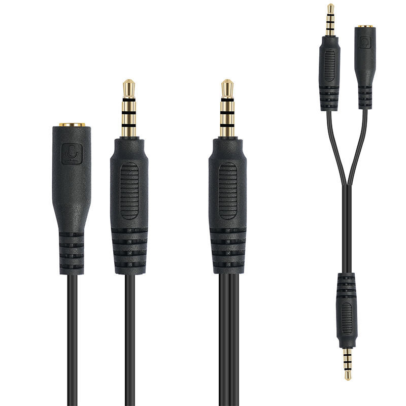 2 In 1 Cable Conversion Extension 3.5 Stereo Plug To 3.5 Stereo Plug To 4/1 "single Jack End Y Splitter Audio Adapter