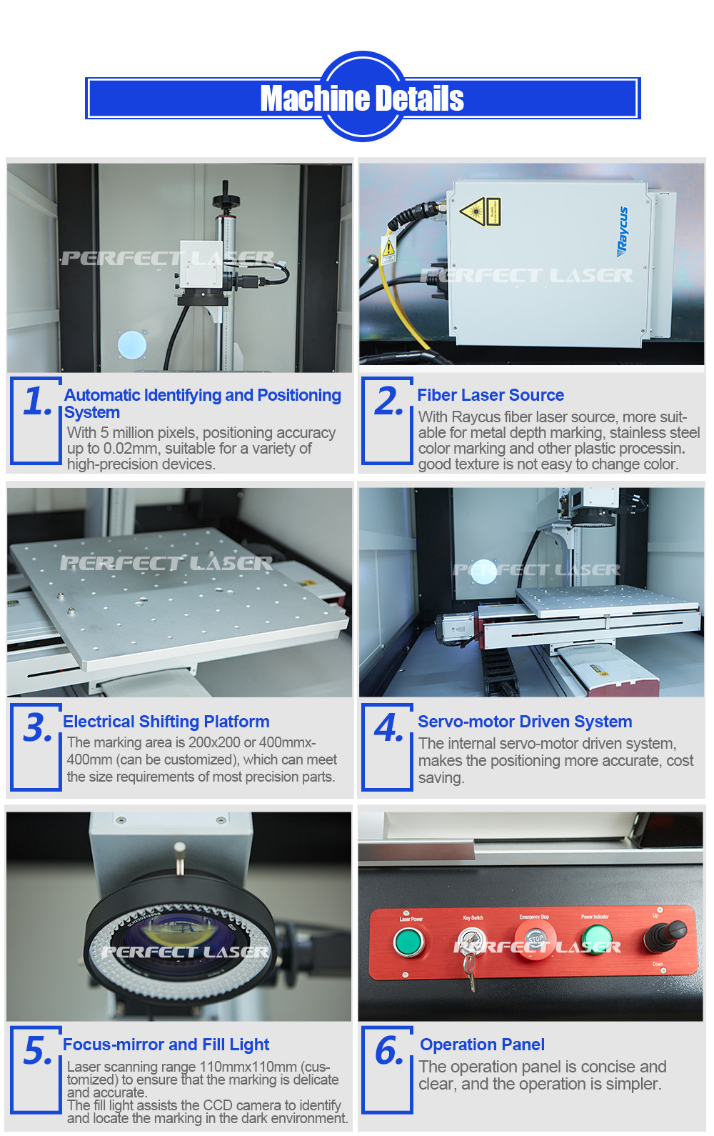 Automatic Positioning Laser Part Marking Machine For Stainless Steel Aluminum Alloy PVC
