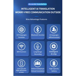 Smart M10 AI Language Voice Translator Recorder ChatGPT For Overseas Travel