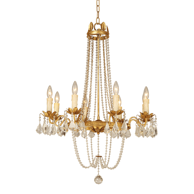 Gold Wrought iron candle chandelier with Crystal for Hotel Room Lighting (WH-CI-37)