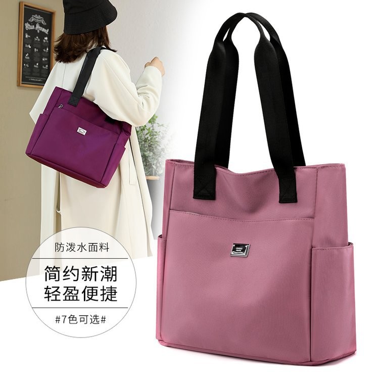 Custom Waterproof Women Hand Bags Nylon Tote Bag With Pocket And Zipper