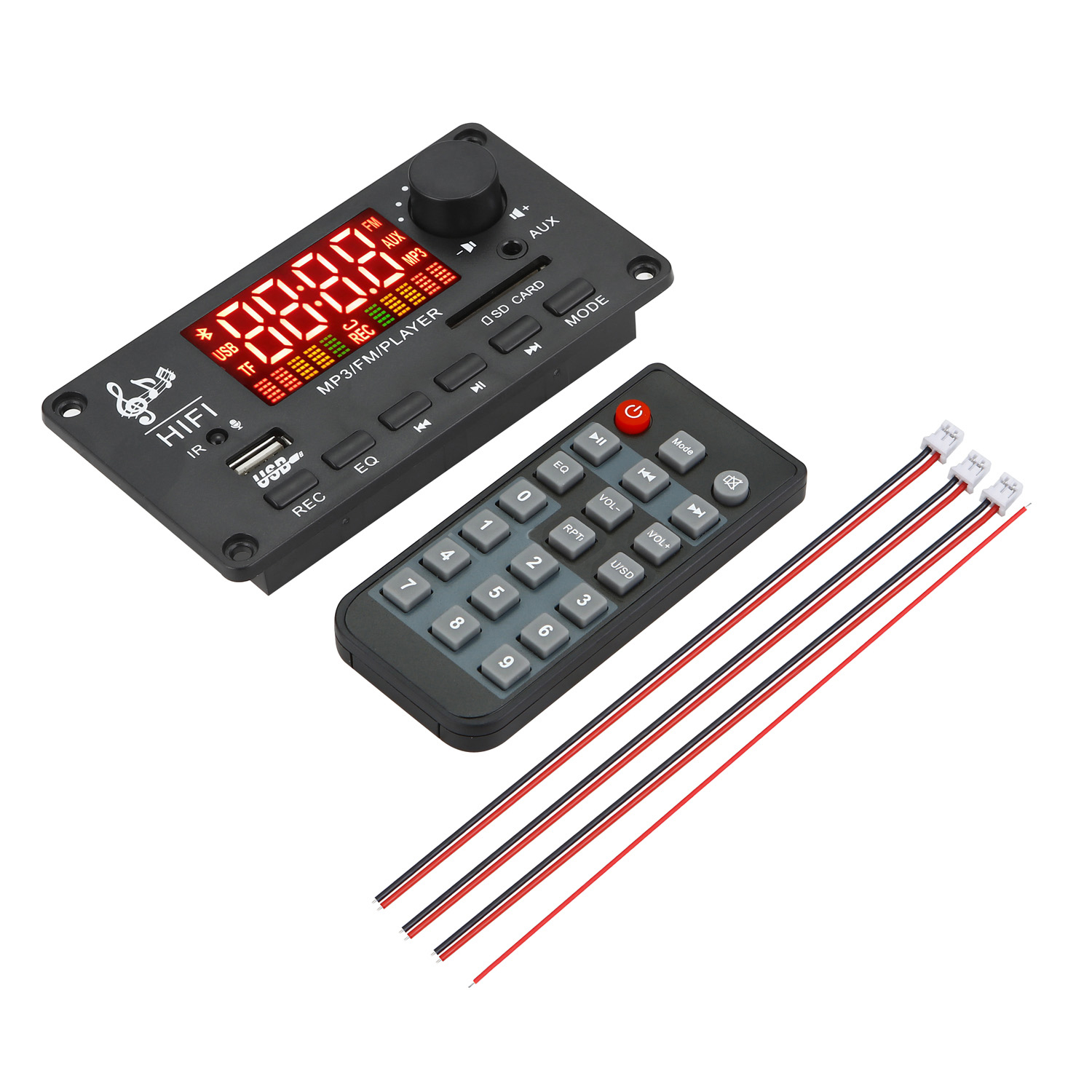 MP3 Player USB Module BT 5.0 MP3 Decoder Board FM AUX Radio Recording Power Amplifier