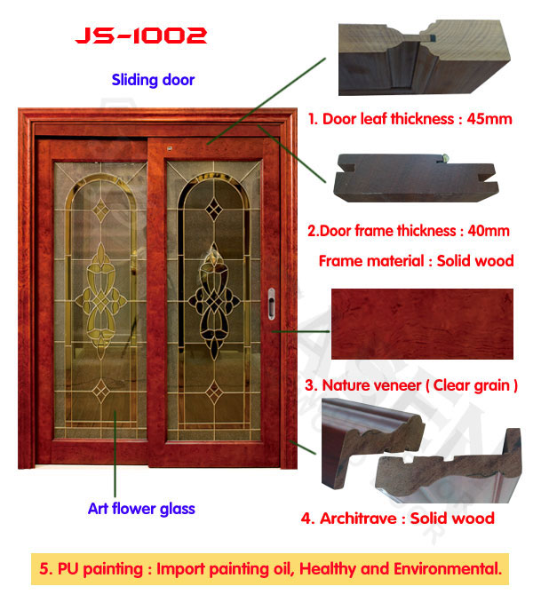 GMC Exterior Glass Wood Sliding Door 6 Layers Painting Water Proof