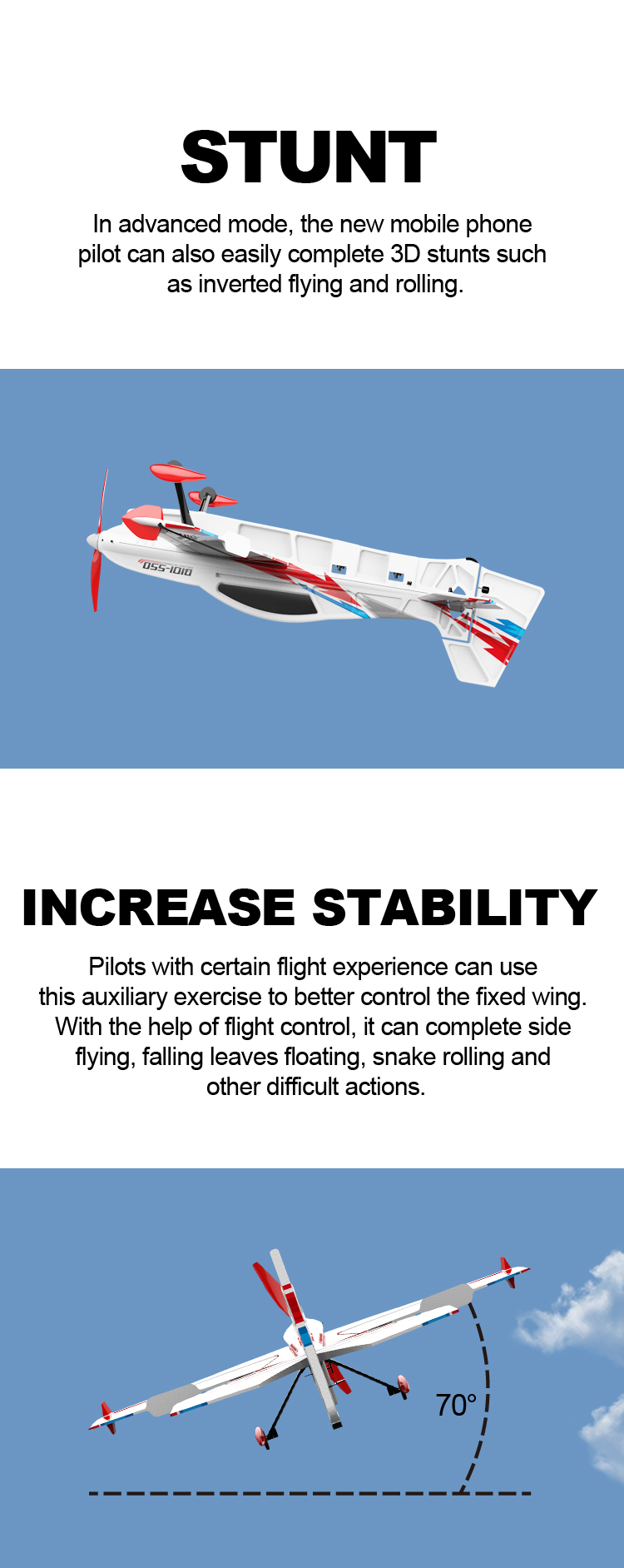 Electric Power Source A550 Four Channels Mini Size Aerobatic Flying 3d 6g Rc Airplane Toys Rtf 10mins Playing Time