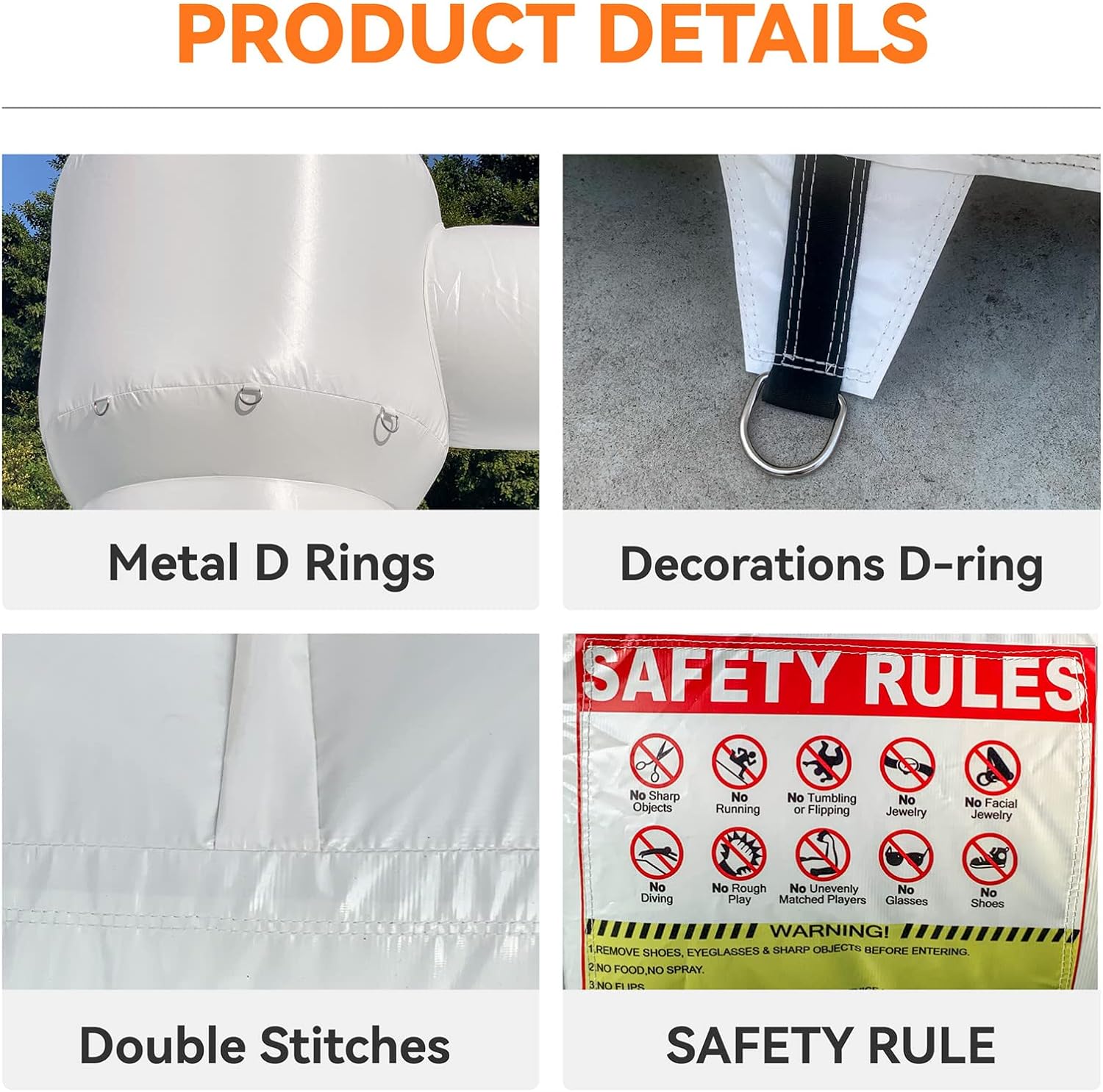 Custom Jumping Bounce House Inflatable White Bouncy Castle For Kids