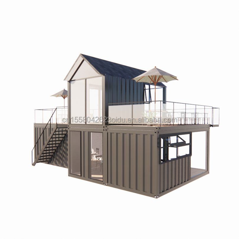 20FT 40FT Modern Simple Hotel 4 Bedrooms 1 Garage Prefab House Container Villa House Apex Roof Quick Assembled