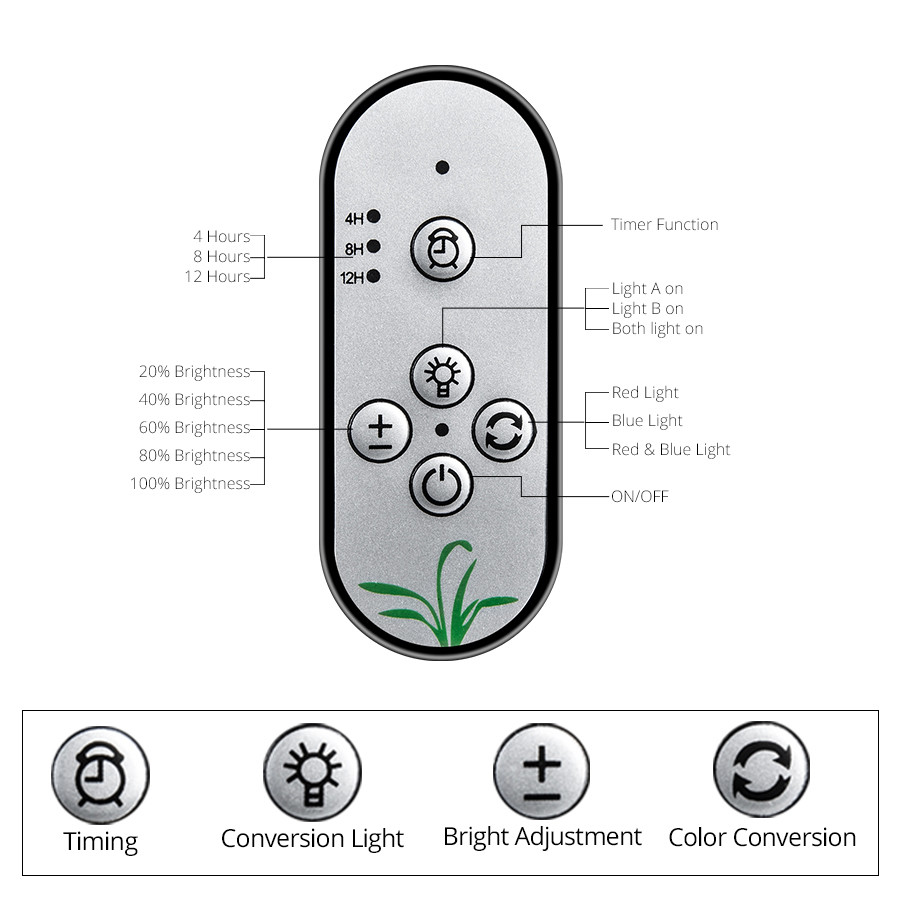 -20℃ 4H 3 Heads USB Phyto Led Plant Growth Light