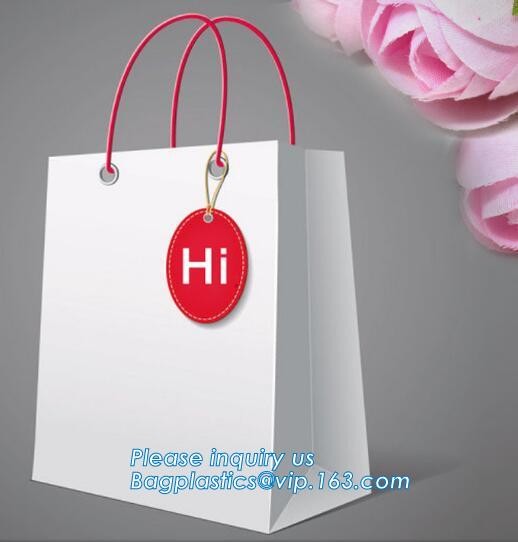 Flower carrier bag with different color customized pot plants kraft paper bag with handle,stamping logo fancy paper flow