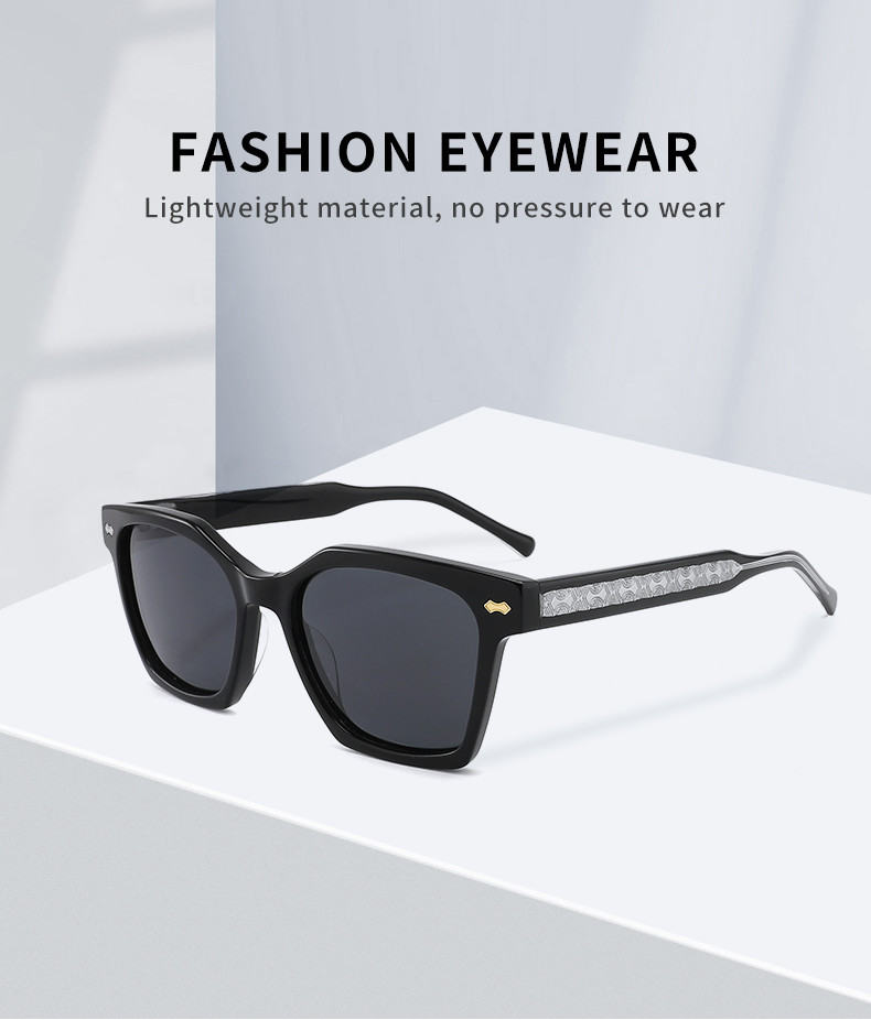 Irregular Square Acetate Material Sunglasses Luxury Eyewear Black For Men