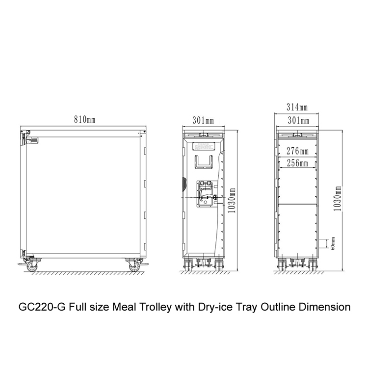 Four Wheel 810x301x1030mm Atlas Aircraft Meal Cart