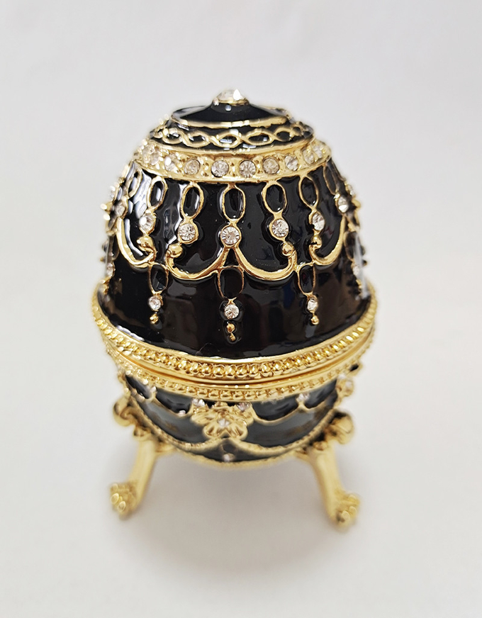 Faberge Egg Jewelry Box Series Hand Painted Jewelry Trinket Box with Rich Enamel EggBox Sparkling Rhinestone Unique Gift