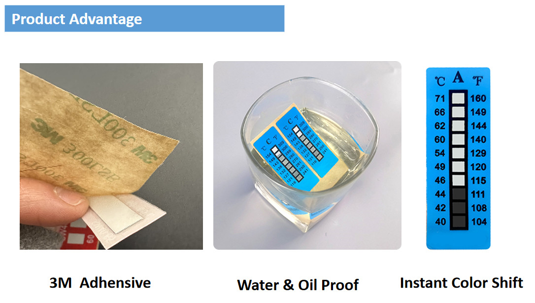 Irreversible 40-71℃ 104-160℉ 10 Level High Temperature Sensitive Labels