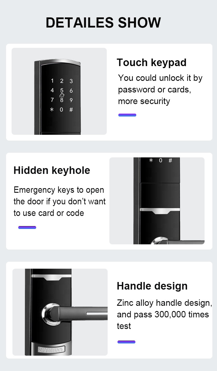 TTlock App Card Apartment Smart Door Lock Password Door Lock With 4 Pcs AA Battery