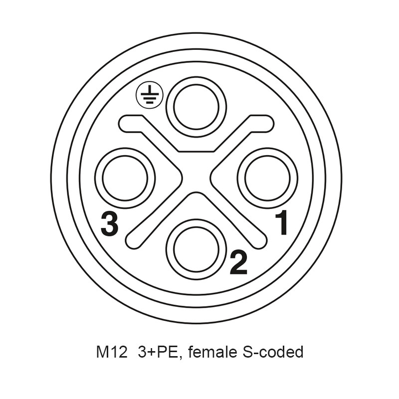M12 S Coded Connector Female 4 Pins Waterproof Front Panel Mount With Pigtail Plug