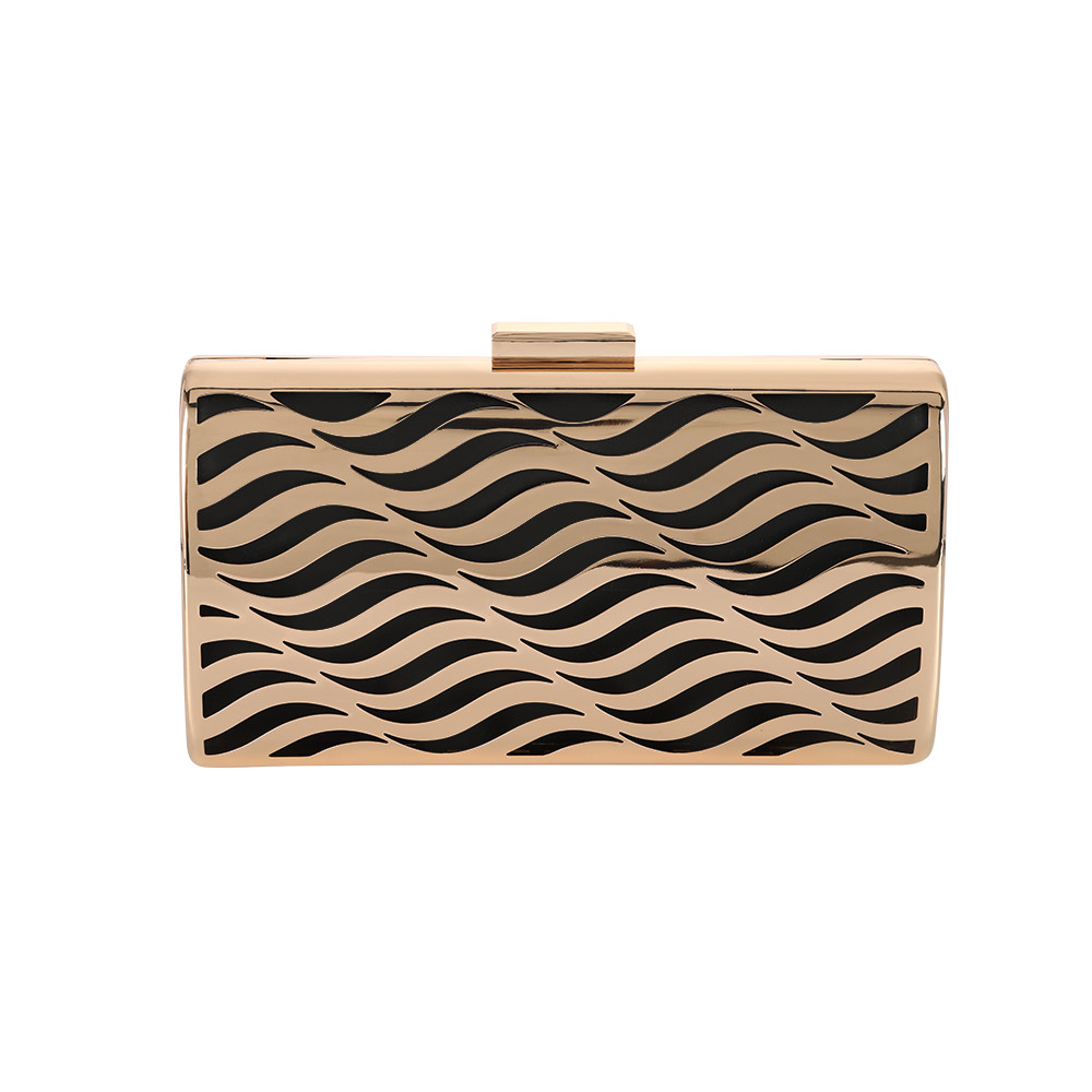 Wave Pattern Hollow Out Metal Clutch Frame For Party Wear Purse