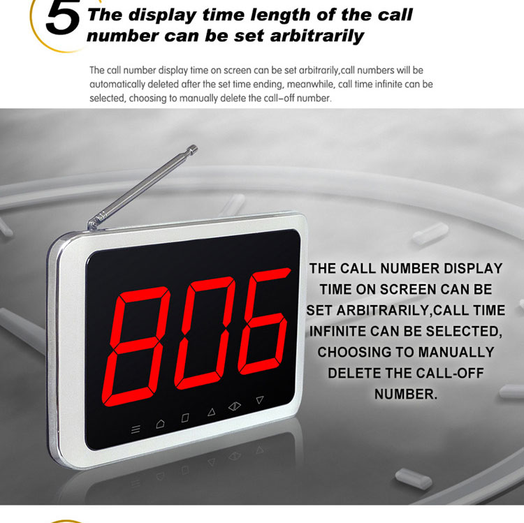 China manufacturer wireless calling equipment with 1 key service caller and touchable display receiver