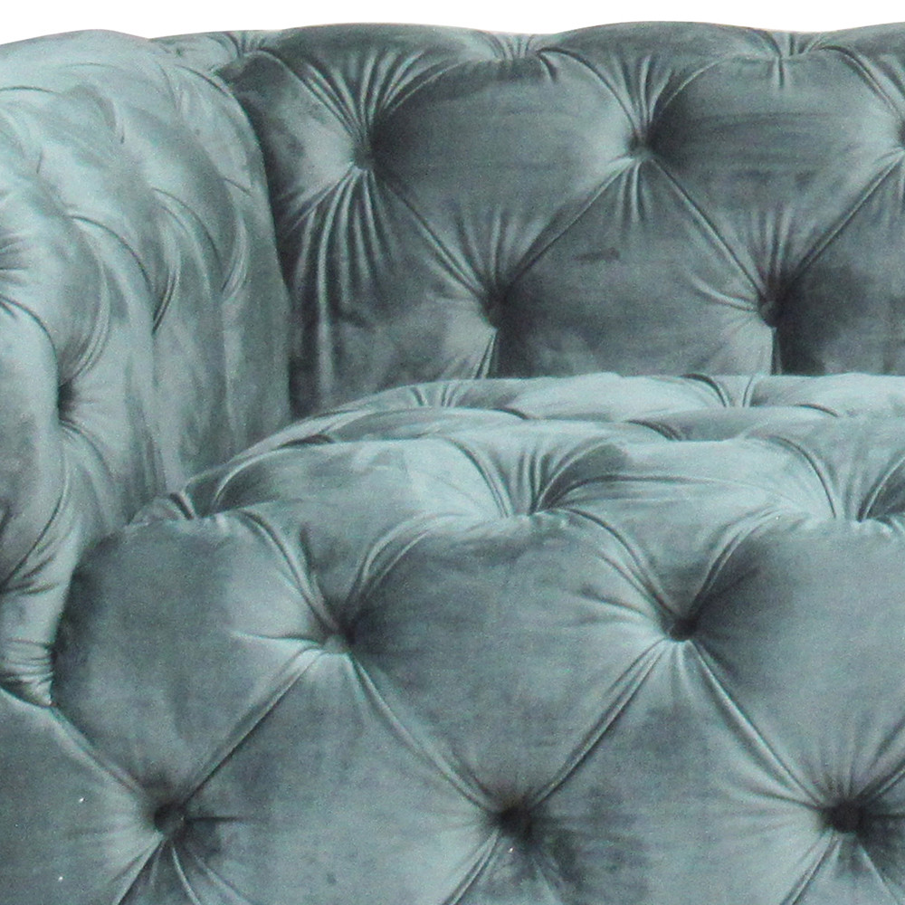 190cm Length dark green Living Room Velvet Fabric Button Tufted Sofa