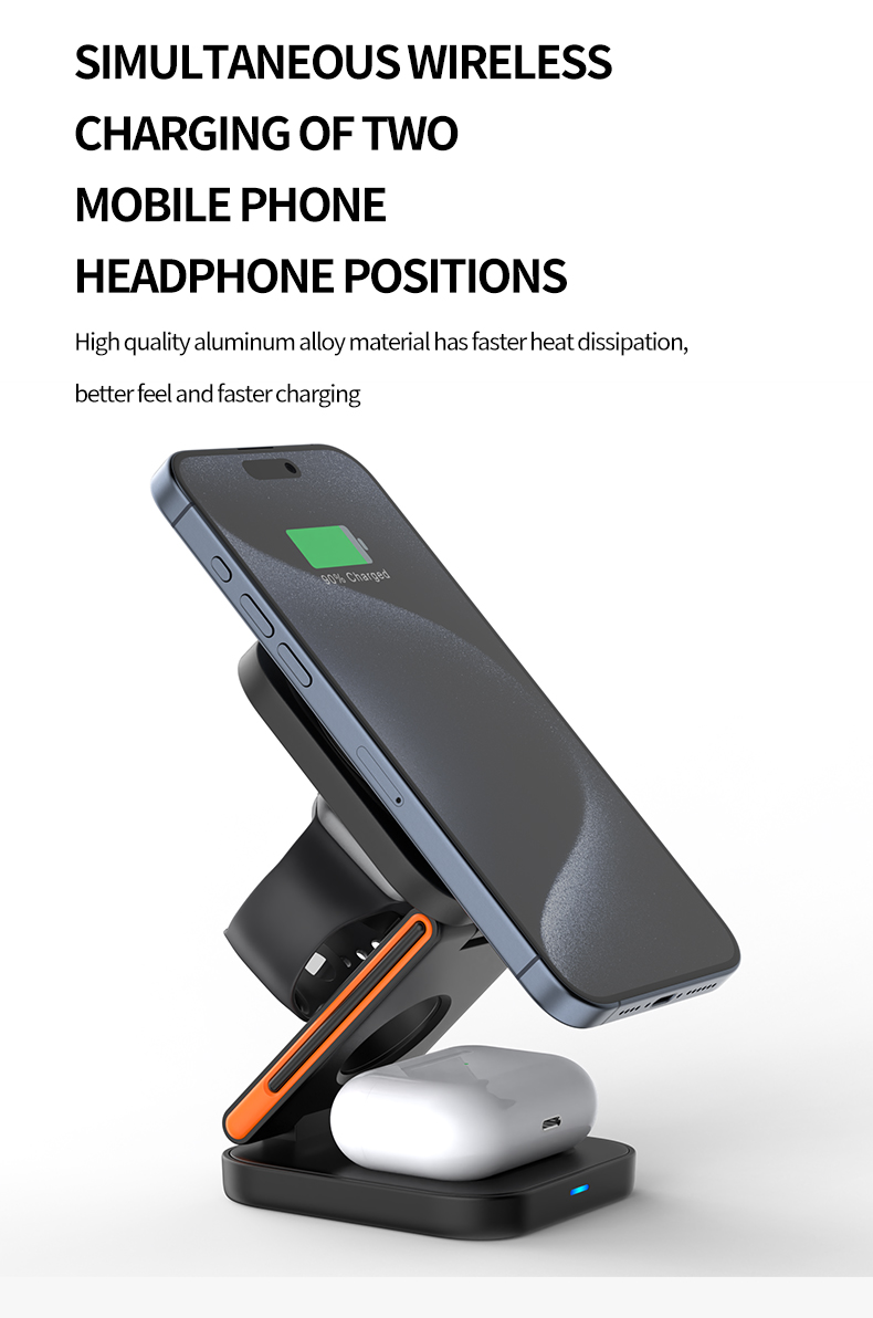 Over Charging Protection 3 In 1 Wireless Charger Stand IPhone And Samsung Watch