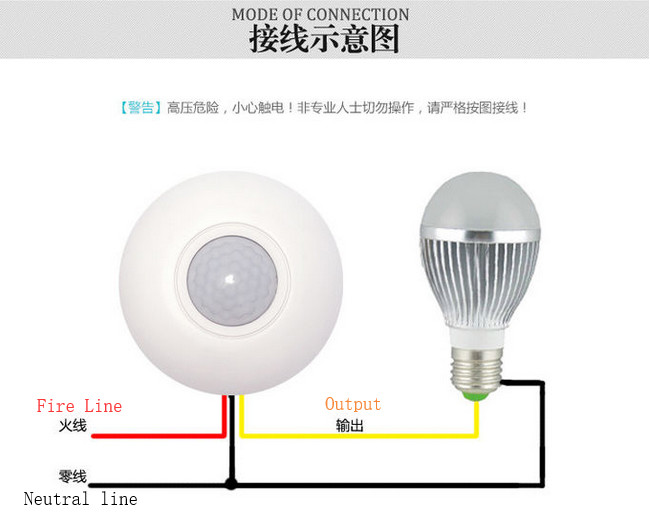 Ceiling Three Way Motion Sensor Light Switch Wiring Body Touch Energy Saving