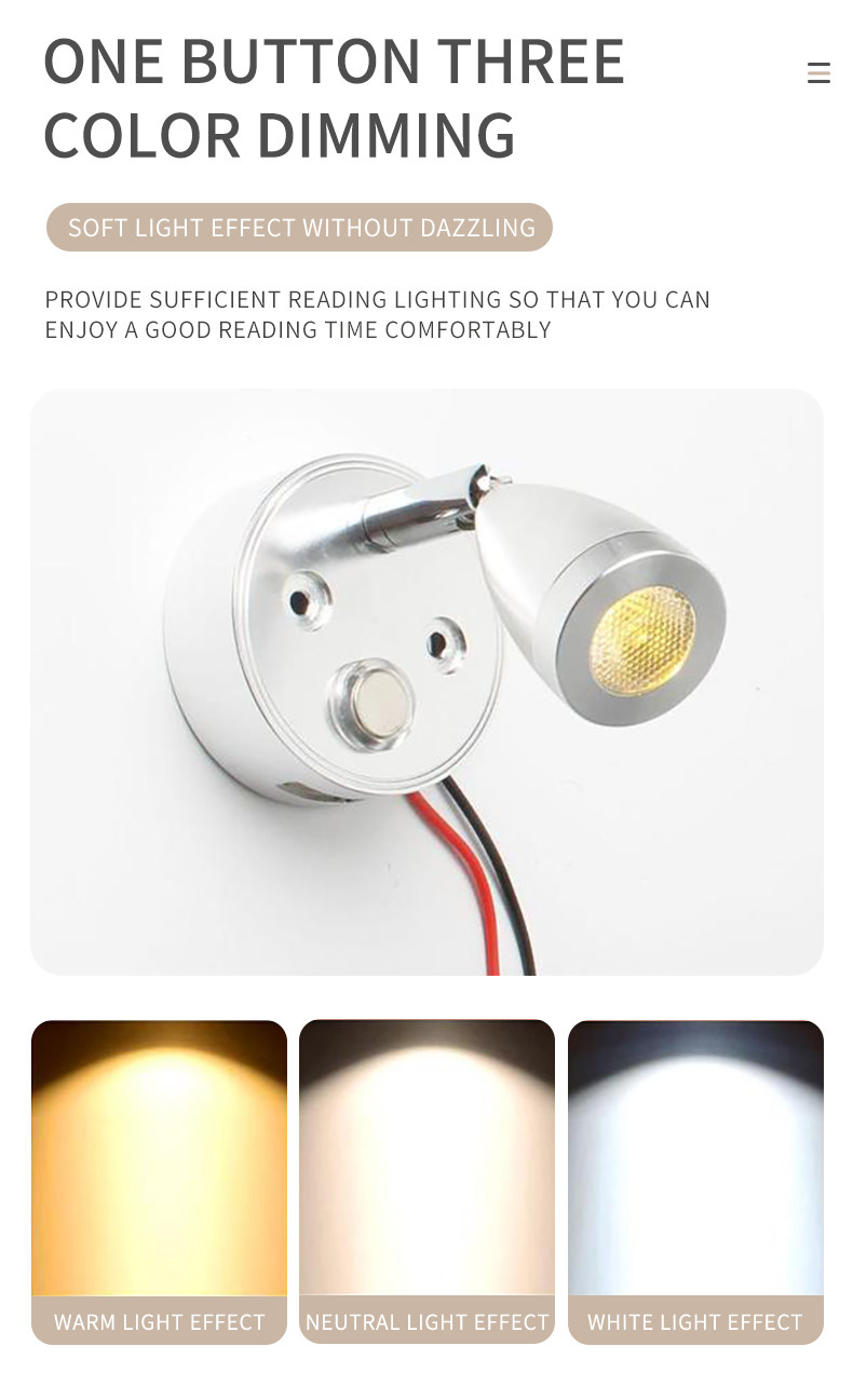 Touch Dimming 12V 10-30V Household LED Lights Yacht Reading With USB Charging Port