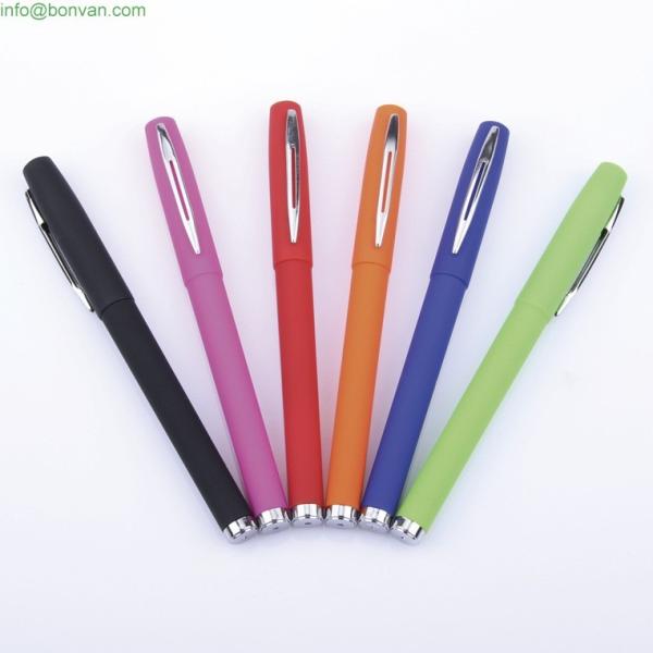 colorful gel ink pen, rubber sprayed gift office sign roller ink pen, gel ink