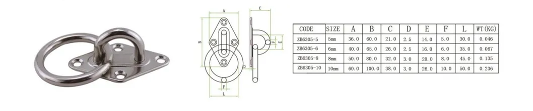 Sail Boats and Yachts Stainless Steel Round and Square Pad Eye Plate