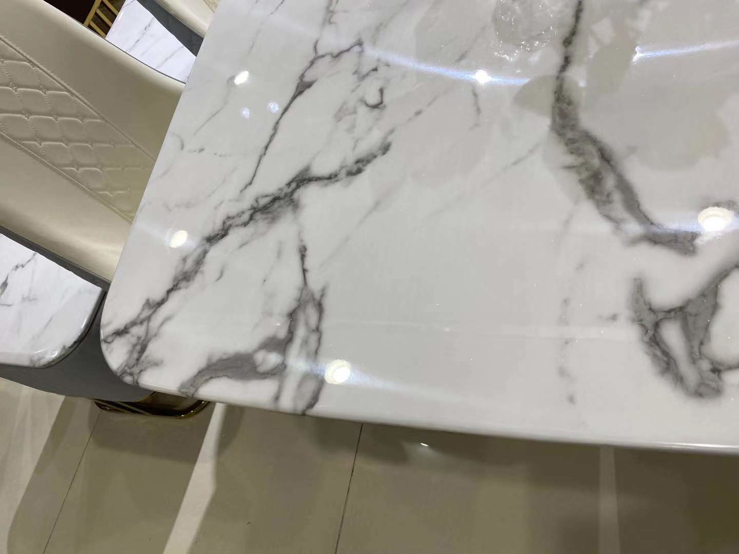 White Household Faux Marble Dinette , Crack Pattern Contemporary Coffee Table Set