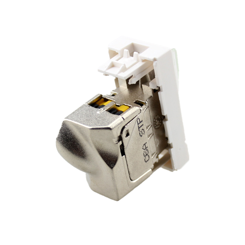 FLUKE Tested SFTP Shielded Cat6A Keystone Jack with 180 Degree Angle and Toolless Design