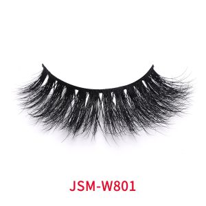 Wispy Fluffy False Eyelashes , 16mm Faux Fur Lashes Natural Black