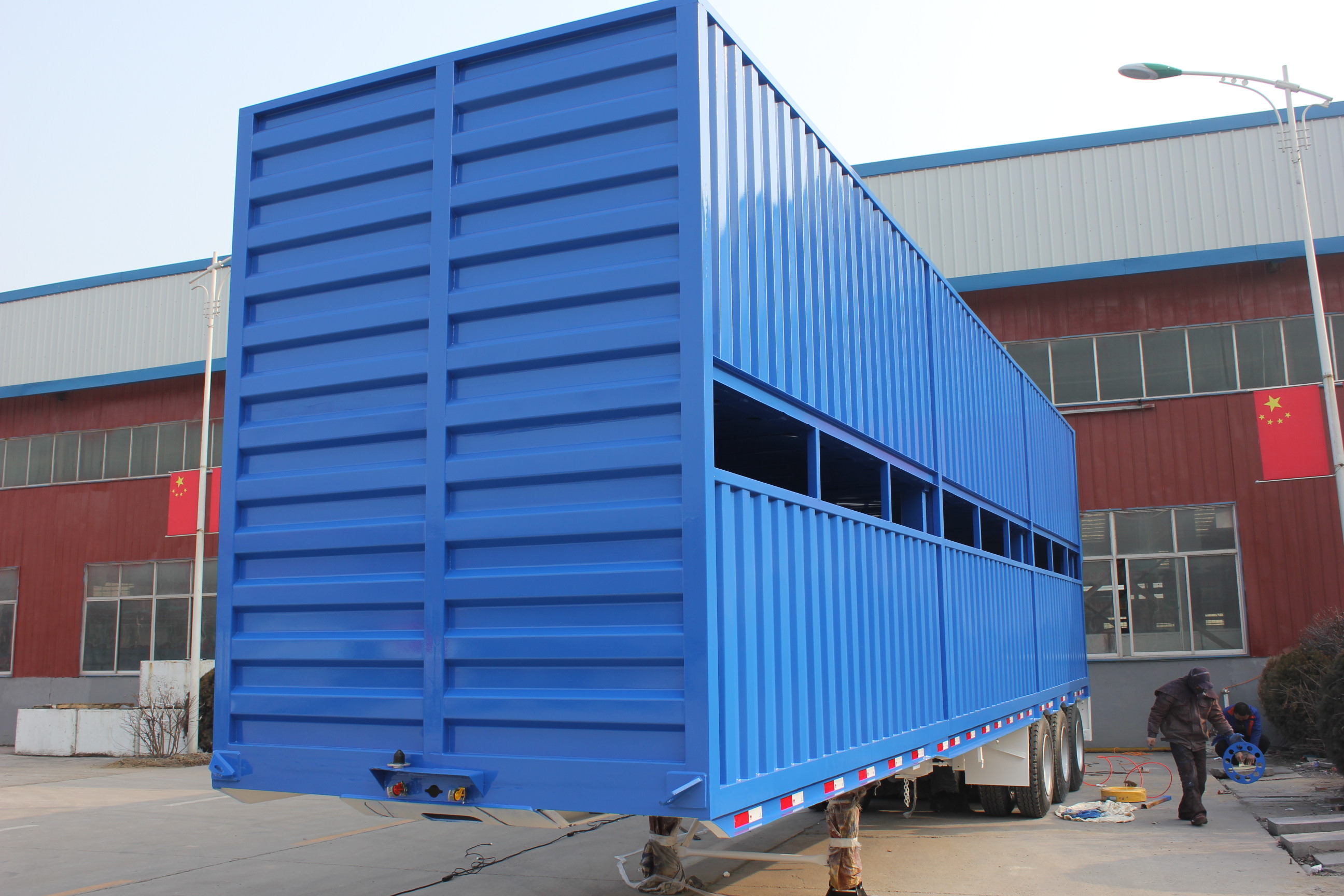 Double Deck 3-axle Steel Animal Transport Storehouse Bars Semi Trailer Superior Design