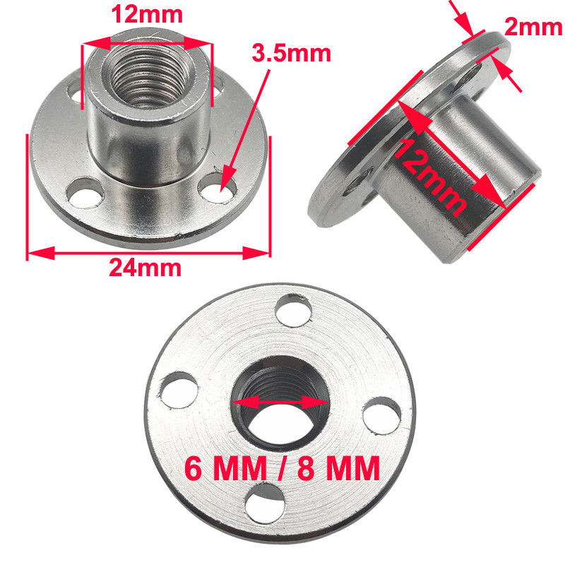 M6 Threaded Shaft Flange Coupling 6mm Diameter Rosh approved