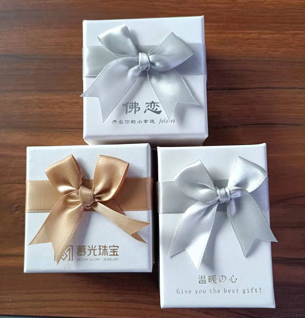 Upper and Lower Cover Ring Earring Necklace Pendant Jewelry Bracelet Set Gift Packaging Box with Ribbon and Foam Insert