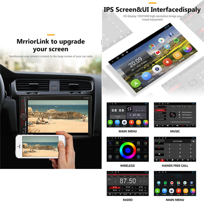 7 Inch Double Din Car Stereo With Backup Camera