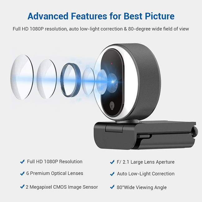 Autofocus Live Broadcast Cameras 720P 60FPS Microphone Web Camera