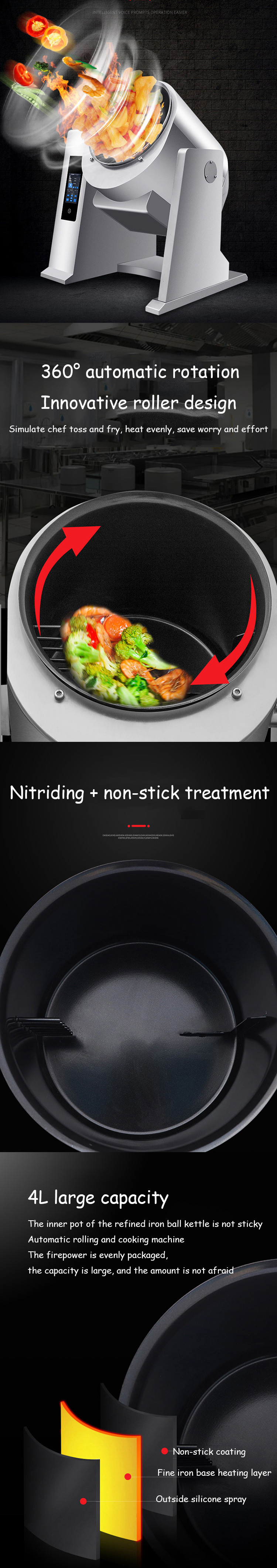 50Hz Automatic Kitchen Machine Electric Heating Automatic Cooking Machine