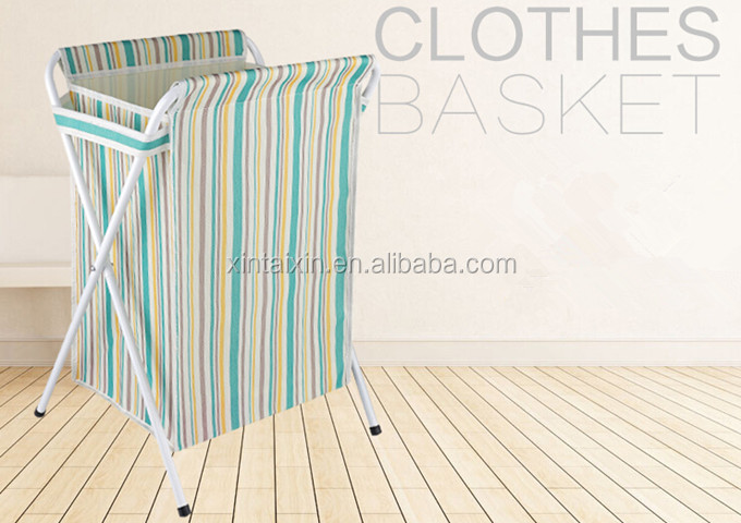 Alu Pipe Polyester Dirty Clothes Basket With Cover Foldable Laundry Hamper