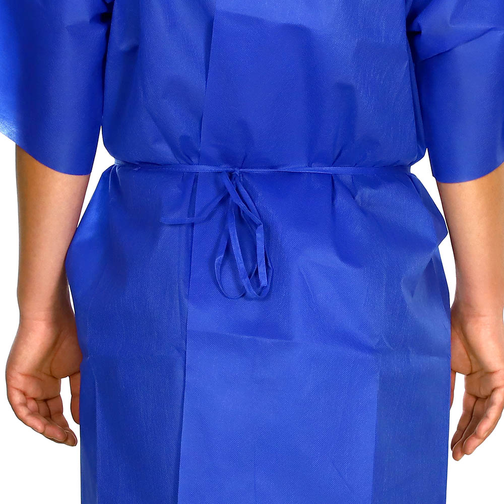 Lightweight 35gsm PP Disposable Gown Contact Isolation Lab Gown