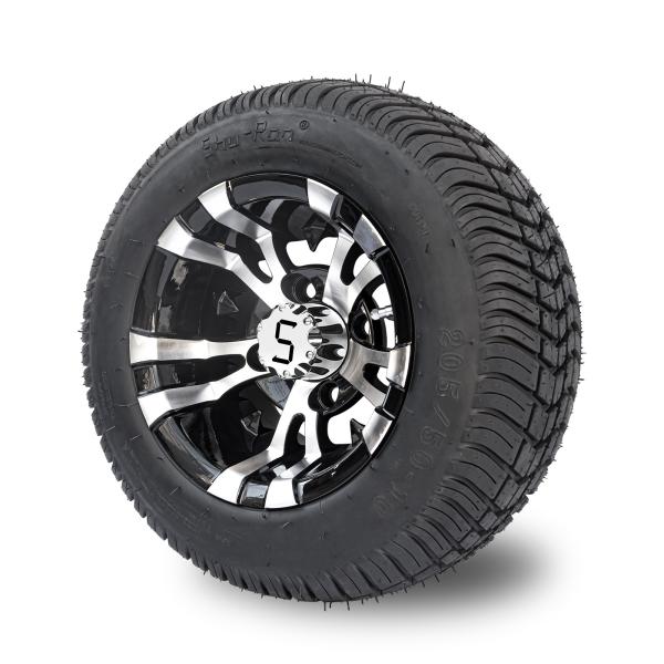 10 Inch Golf Cart Wheel And 205/50-10 DOT Street Tire Combo -25 Offset 4x4 Bolt