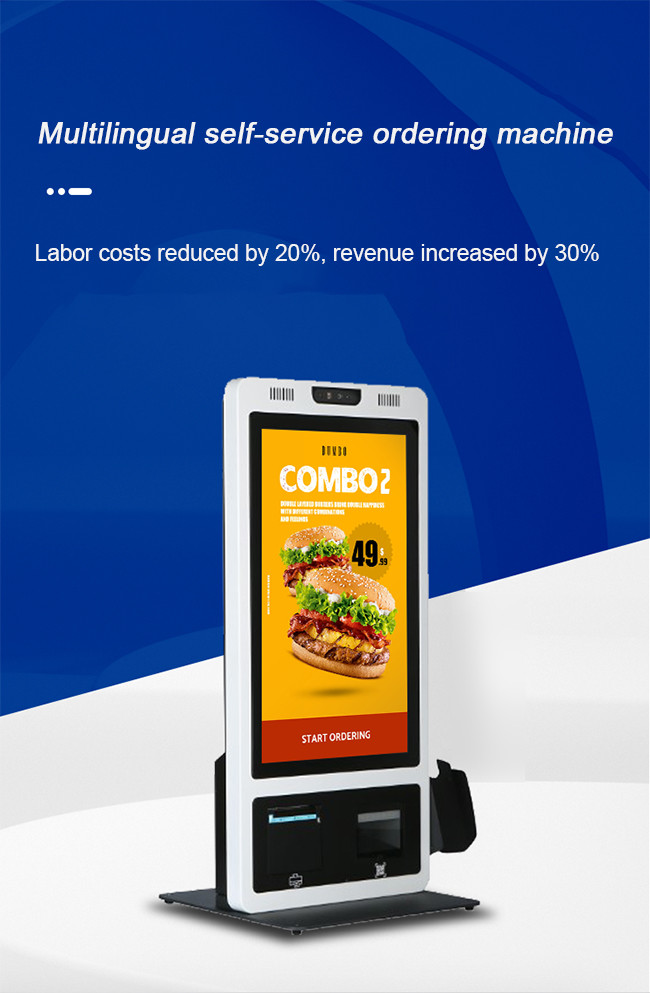 Solar Powered Food Ordering Kiosk 18.5" Self Ordering Kiosk For Restaurants