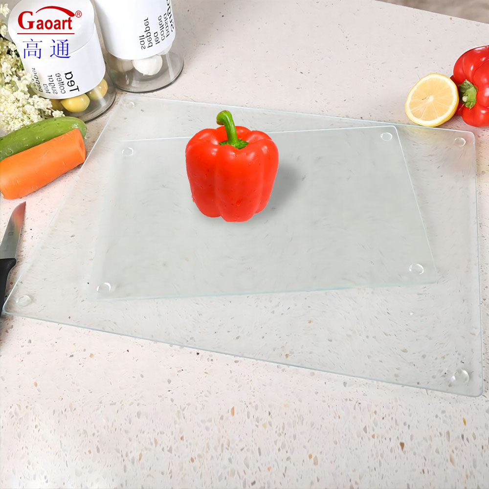 Toughened Glass Top Kitchen Cutting Board Rectangle Shape 4mm Thick 500 Pcs No Design