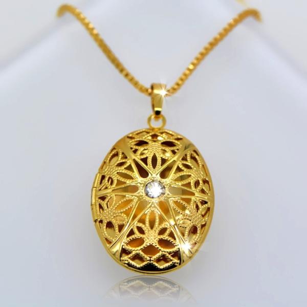design fashion Vintage Oval Locket Pendants jewelry 18k gold plating Put in
