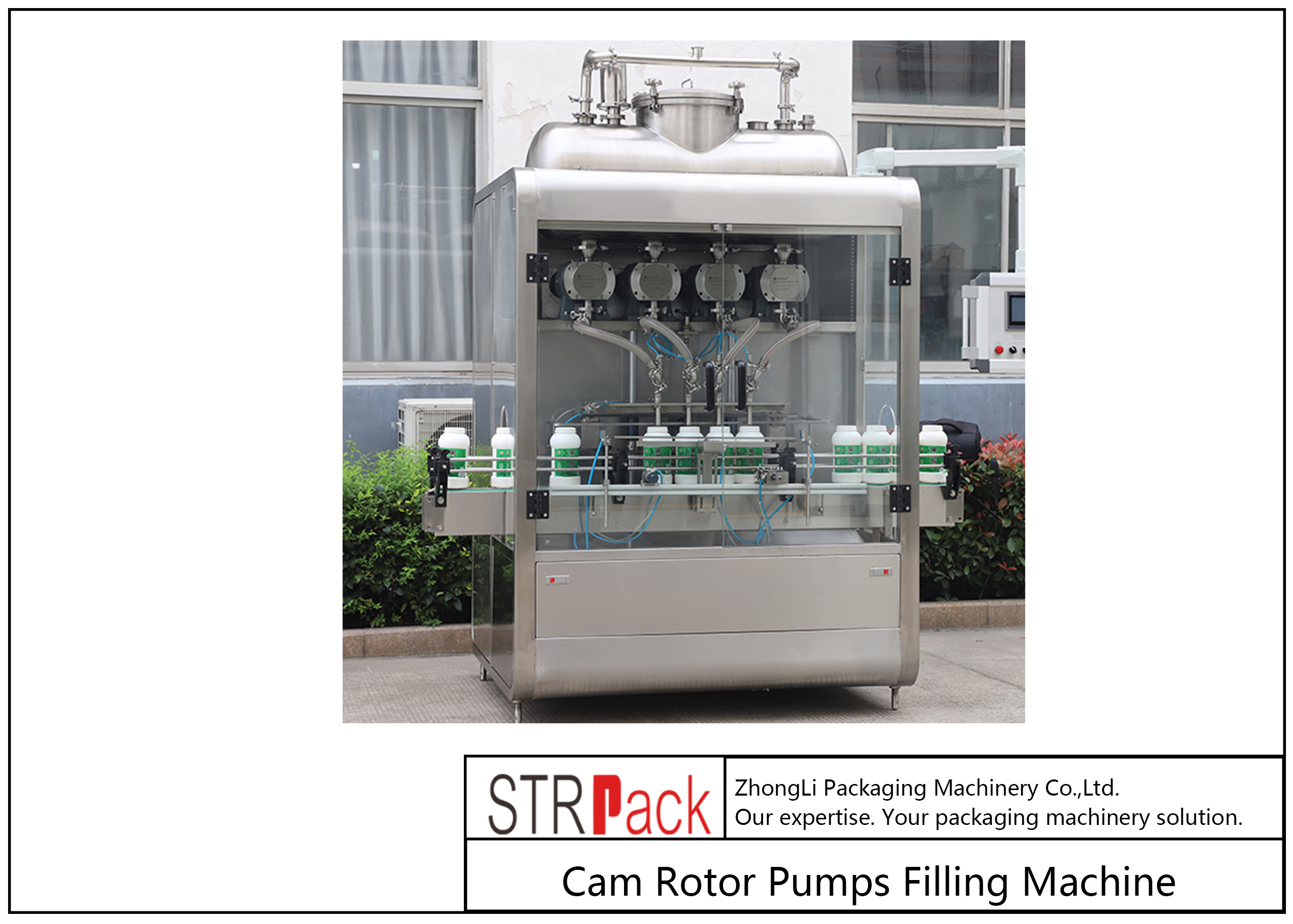 4 Head Cam Rotor Pump Filling Machine For Chunk Paste