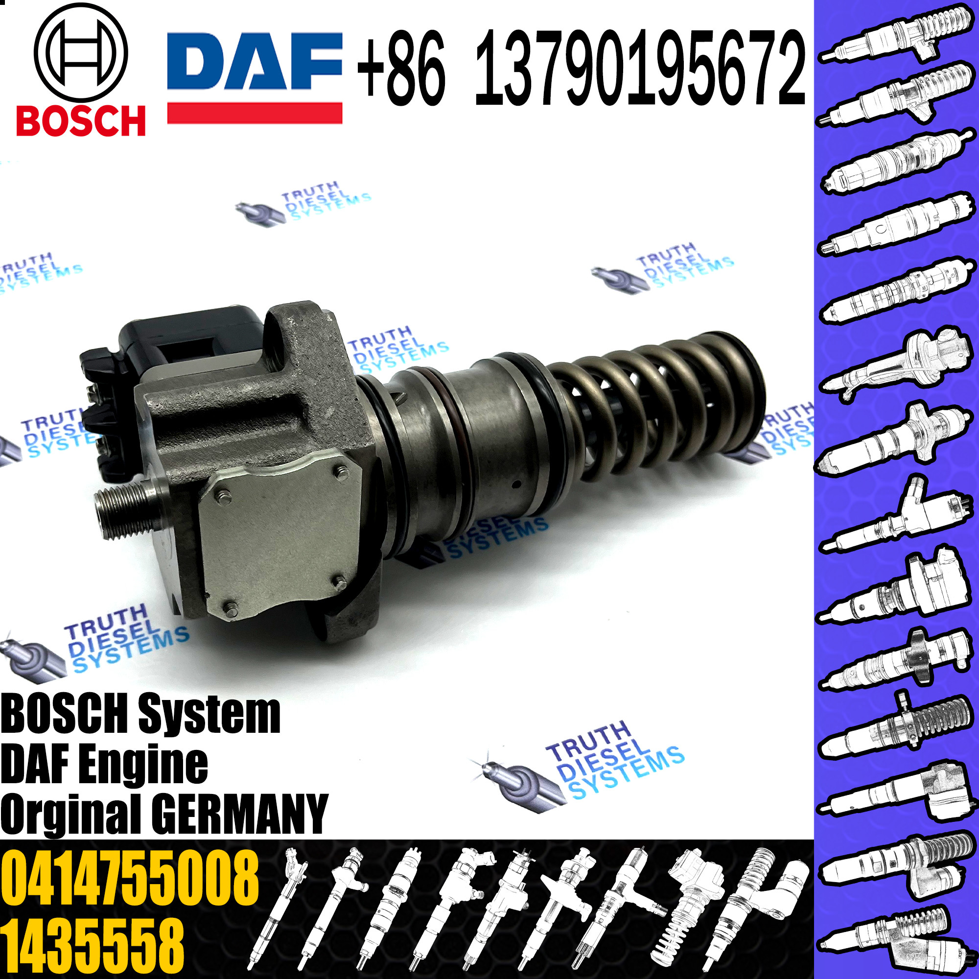 BOSCH Diesel fuel Unit pump assembly 0414755008 1435558 145941 for DAF truck Engine