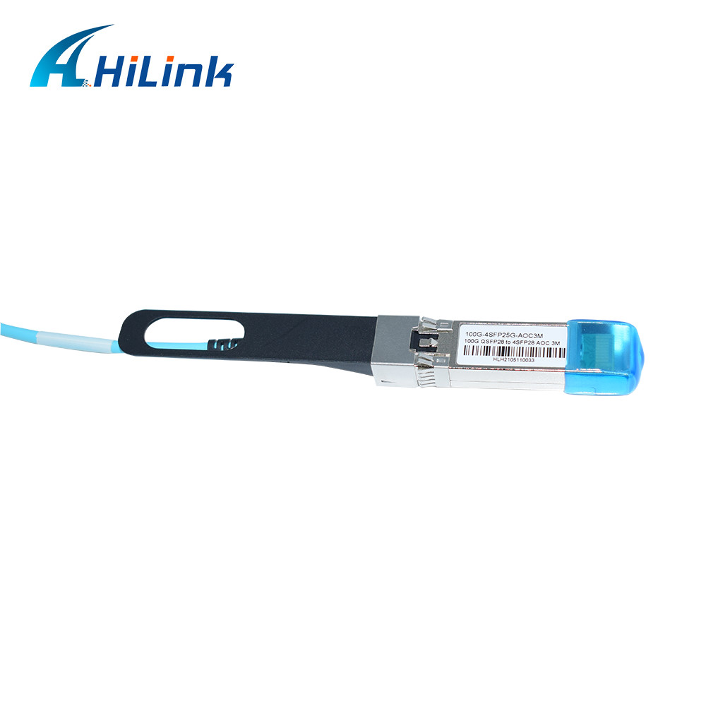 100G QSFP28 To 4X25G SFP28 Breakout Active Fiber Optic Cable OM3 3m Length